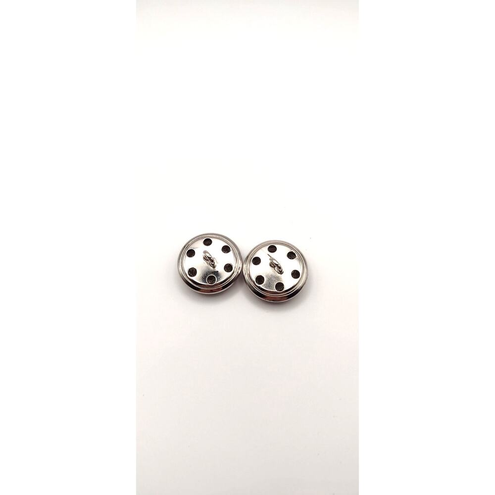 Vintage St John Logo Buttons Set of 2 Black Silver Tone Shank Replacements - Picture 3 of 3